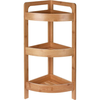 Bamboo Corner Shelf Unit | 3 - Tier Wooden Bathroom Storage Rack - 23x23x61cm