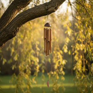 Bamboo Wind Chime for Garden, 30cm Wooden Outdoor Garden Hanging Wind Chime