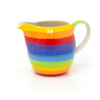 200ml Hand Painted Rainbow Stripe Ceramic Milk Jug Creamer Jug | Mini Milk Jug Multicoloured Cream Jug | Small Sauce Jug Individual Serving Jug