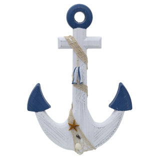 Nautical Wooden Wall Mounted Anchor | Rustic Anchor Ornament Hanging Decoration