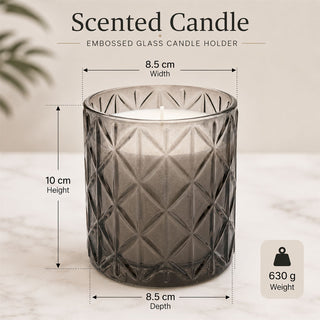 Woodsage & Sea Salt Scented Candle, 10cm Black Glass Jar with White Wax