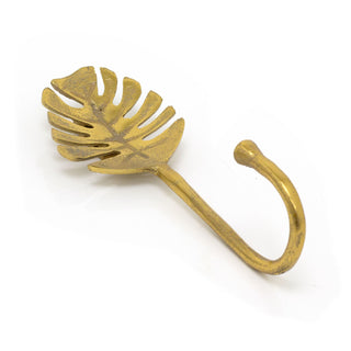 Golden Metal Palm Leaf Wall Hook | Decorative Coat Hook Hanger - 20cm