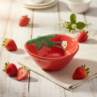 Strawberry Shaped Snack Bowl, 200ml Ceramic Serving Bowl, Nibbles Dish - 12cm