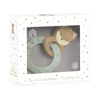 Kaloo My Fox Silicone Teething Ring Green | Gentle Gum Soother Chew Toy for Baby