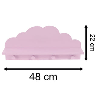 Cloud Shelf With Coat Hooks | Baby Nursery Children's Bedroom Floating Shelf - Pink