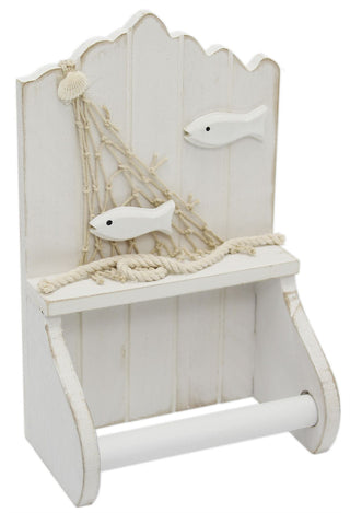White Wooden Shabby Chic Nautical Bathroom Toilet Loo Roll Holder