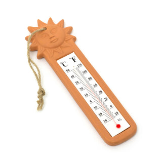 Terracotta Sun Wall Hanging Thermometer | Traditional Indoor Outdoor Thermometer