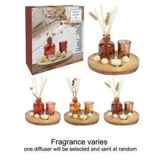 Aromatherapy Gift Set Candles And Fragrance Diffuser Set | Candle Tray Tealights Votive | Reed Diffuser Set Aroma Gifts - One Supplied