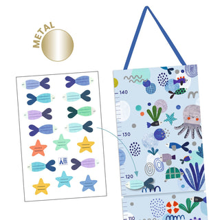 Djeco DD04050 Ocean Design Height Chart | Wall Hanging Measuring Height Chart