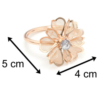 Set Of 4 Rose Gold Floral Napkin Rings | Elegant Flower Napkin Holder | Wedding Serviette Rings Table Napkin Holder - Design Varies