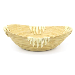 Oval Bamboo Presentation Bowl | Decorative Wooden Display Dish | Eco Friendly Bamboo Table Centerpieces