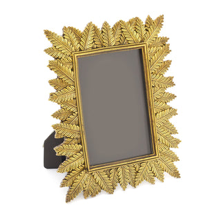 4x6 Antique Gold Tone Palm Leaf Photo Frame | Free Standing Resin Vintage Style 6x4 Picture Frame | Single Aperture Ornate Picture Frame Photo Holder