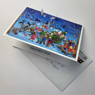 Santa Sleigh Christmas Advent Calendar Greeting Card, A6 Christmas Countdown
