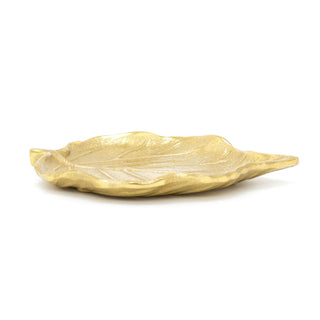 Elegant Gold Metal Leaf Trinket Dish | Aluminium Storage Display Vanity Tray | Botanical Jewellery Plate