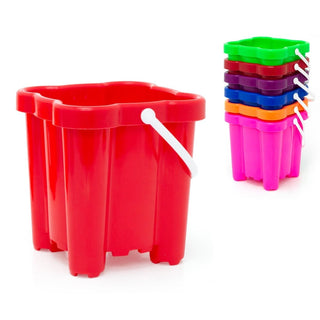 Beach Sand Toys 16Cm Neon Square Castle Bucket - Colour Vary