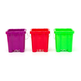 Beach Sand Toys 16Cm Neon Square Castle Bucket - Colour Vary