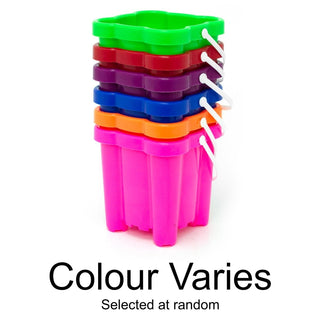 Beach Sand Toys 16Cm Neon Square Castle Bucket - Colour Vary