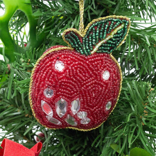 Beaded Fruit Christmas Tree Bauble | Colourful Fruit - shaped Tree Ornaments