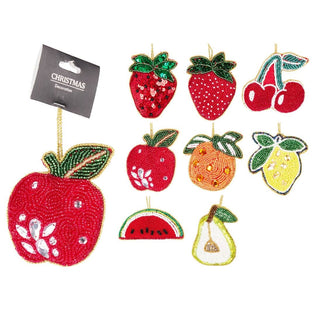 Beaded Fruit Christmas Tree Bauble | Colourful Fruit - shaped Tree Ornaments