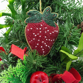 Beaded Fruit Christmas Tree Bauble | Colourful Fruit - shaped Tree Ornaments
