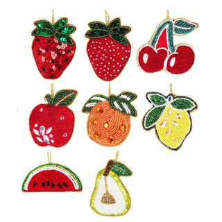 Beaded Fruit Christmas Tree Bauble | Colourful Fruit - shaped Tree Ornaments