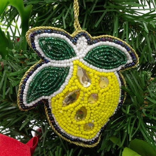 Beaded Fruit Christmas Tree Bauble | Colourful Fruit - shaped Tree Ornaments