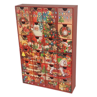 Advent Calendar with Drawers, Red 24 Drawer Fill Your Own Christmas Calendar