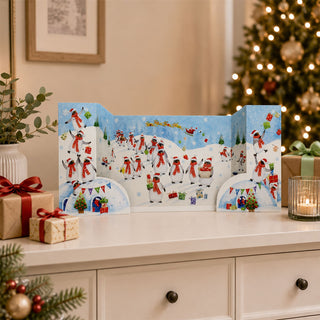 Penguins in Scarves 3D Christmas Advent Calendar, Freestanding 24 Window