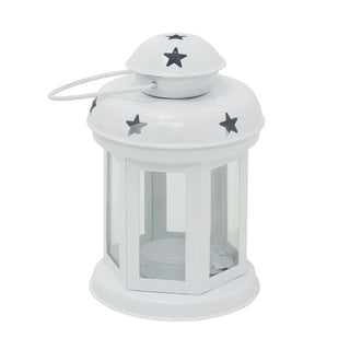 White Moroccan Tealight Lantern, 14.5cm Indoor Outdoor Metal Hanging Candle Holder