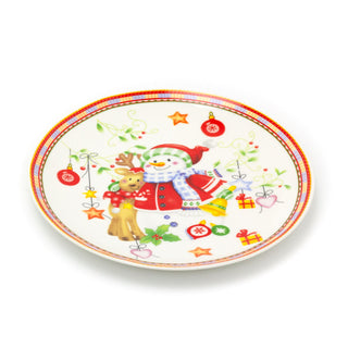 Round Ceramic Christmas Plate | Festive Serving Dish Christmas Snack Plate 20cm