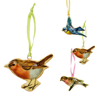 Bird Christmas Bauble | Vintage - Style Metal Tree Ornament with Hanging Ribbon
