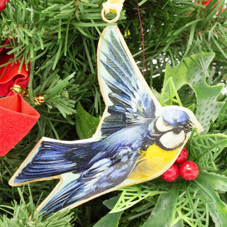 Bird Christmas Bauble | Vintage - Style Metal Tree Ornament with Hanging Ribbon