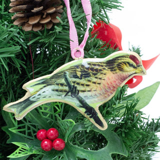 Bird Christmas Bauble | Vintage - Style Metal Tree Ornament with Hanging Ribbon