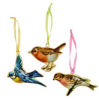 Bird Christmas Bauble | Vintage - Style Metal Tree Ornament with Hanging Ribbon