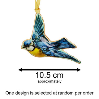 Bird Christmas Bauble | Vintage - Style Metal Tree Ornament with Hanging Ribbon