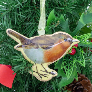 Bird Christmas Bauble | Vintage - Style Metal Tree Ornament with Hanging Ribbon