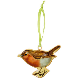 Bird Christmas Bauble | Vintage - Style Metal Tree Ornament with Hanging Ribbon