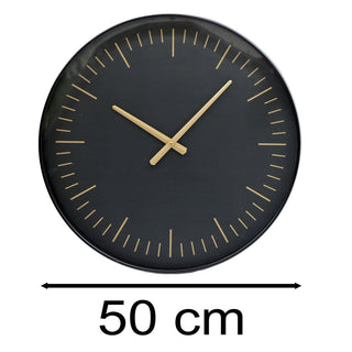 Black And Gold Wall Clock | Large Round Decorative Wall Mounted Clock - 50cm