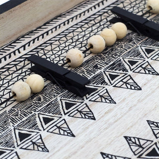 Black Aztec Peg Picture Frame | Wooden Box Photo Frame with Pegs - 40x24cm