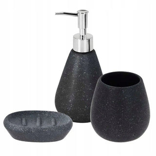 Black Ceramic Bathroom Accessories Set, 3 Piece Soap Dispenser Tumbler Soap Dish
