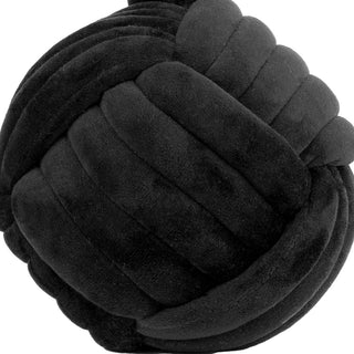 Black Fabric Nautical Knot Doorstop | Coastal Monkey's Fist Door Stop - 14cm
