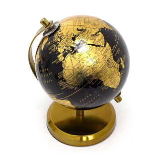 Black & Gold Desk Globe | Small Vintage World Globe for Home or Office - 18cm