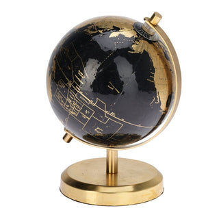 Black & Gold Desk Globe | Small Vintage World Globe for Home or Office - 18cm