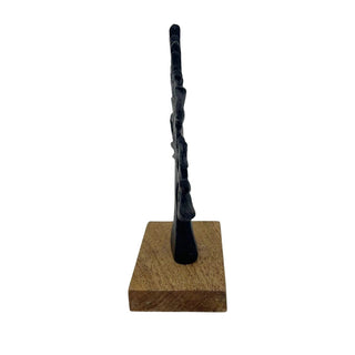 Black Tree of Life Ornament, 17cm Metal Family Tree Sculpture on Wood Base
