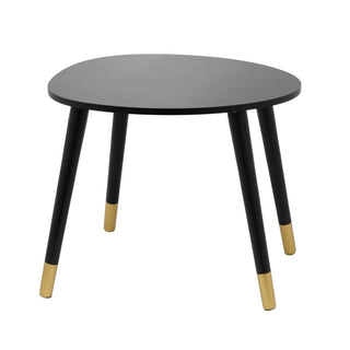 Black Wooden Side Table, 38cm Oval Wood Accent End Table for Living Room