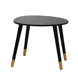 Black Wooden Side Table, 38cm Oval Wood Accent End Table for Living Room