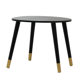Black Wooden Side Table, 38cm Oval Wood Accent End Table for Living Room
