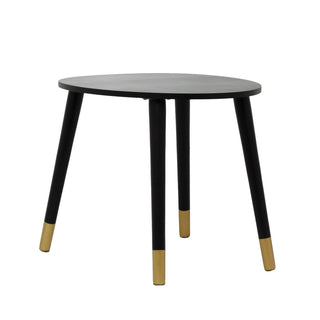 Black Wooden Side Table, 38cm Oval Wood Accent End Table for Living Room