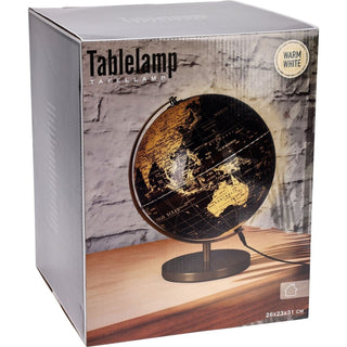 Black World Globe with LED Light | Decorative Illuminated Globe Lamp - 31cm