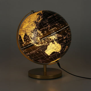 Black World Globe with LED Light | Decorative Illuminated Globe Lamp - 31cm